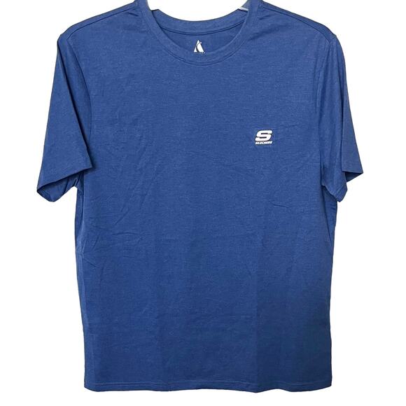 SKETCHERS SHORT SLEEVE CREW NECK T-SHIRT, WOMENS, L, BLUE, NWOT - Picture 1 of 9